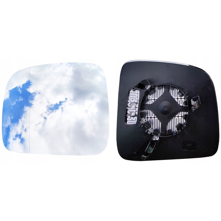 Sticla oglinda, Stanga, Am Volkswagen Caddy III 2003-2012, Incalzita, Argintiu/Negru