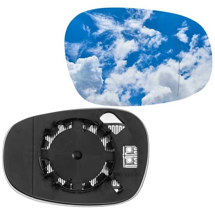 Geam oglinda dreapta incalzit sticla asferica albastra, AWParts, BMW 3 E90 E91 E92 E93 2008-2012, 2 pini, montaj click, omologare