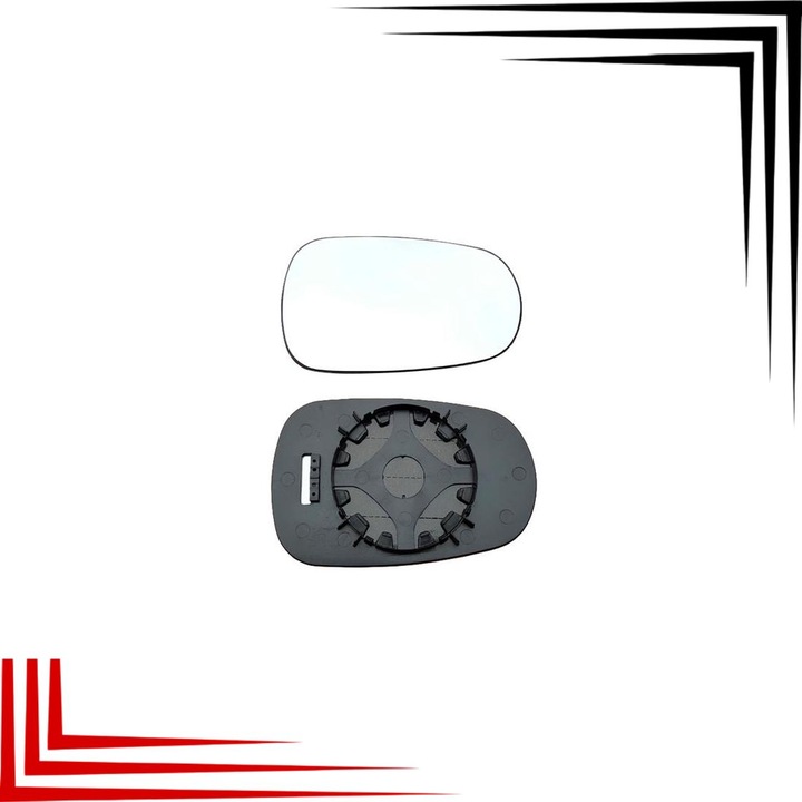 Geam oglinda dreapta sticla alba convexa crom, AWParts, Renault Megane I, Clio I, Clio II, Thalia, fara incalzire, montaj click cu rama