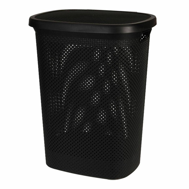 Szennyeskosár, Storage Solutions, Műanyag, 60 l, Fekete