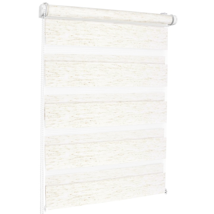 Roleta textila, Clasica, instalare non-invaziva, rulou Zi si Noapte, Jaluzea, P+R, 38 cm x 150 cm, bej melanj