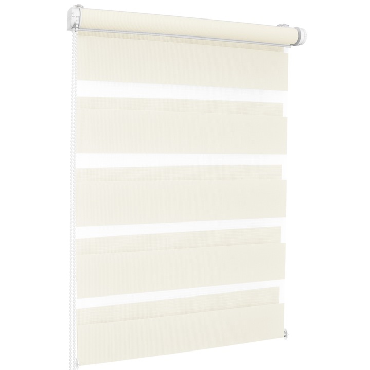 Текстилна ролетна щора, Classic, неинвазивен монтаж, тип Ден и Нощ, P+R, 55x150 cm, екрю