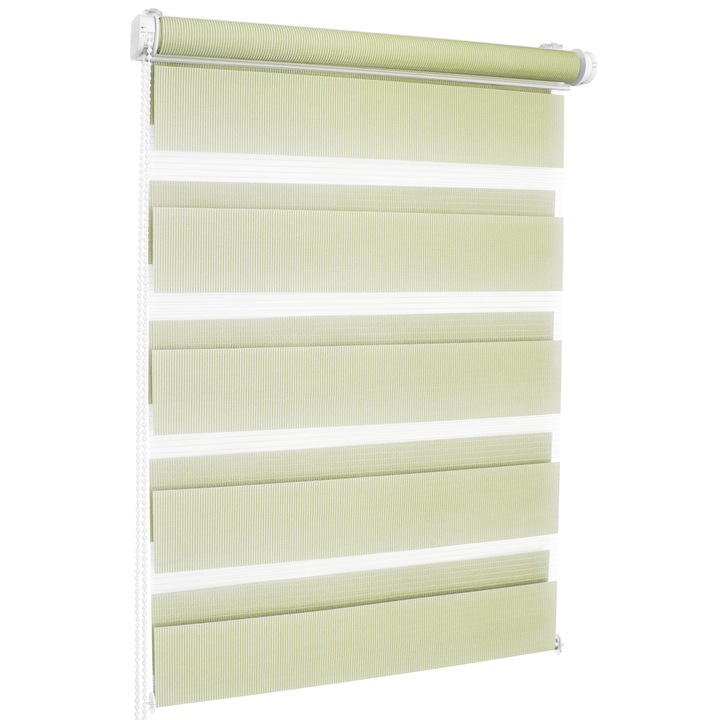 Текстилна ролетна щора, Classic, неинвазивен монтаж, тип Ден и Нощ, P+R, 60x150 cm, зелена