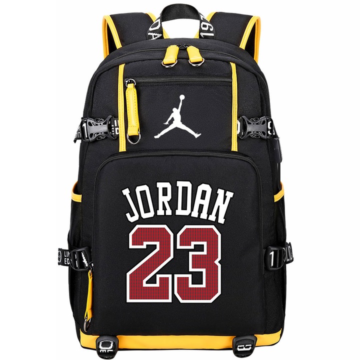 Раница Jordan 23, Текстил, 30 x 14 x 46 см, Черно/Жълто