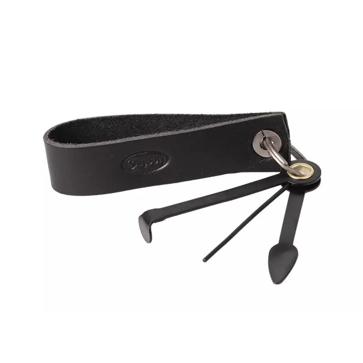 Suport piele pipa, curatator metal, inel chei, Chacom, Black