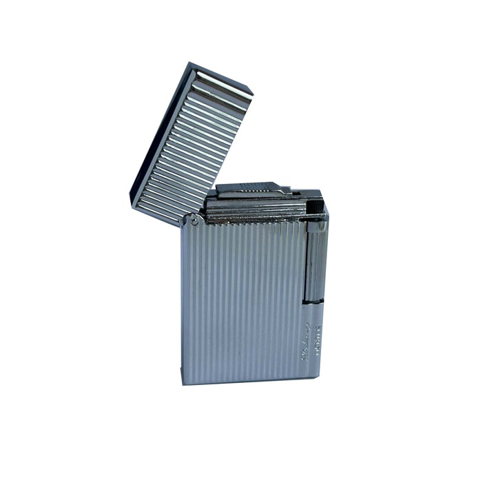 Bricheta metalica elSales ELS-ZHSS, reincarcabila cu gaz, striatii, slim, argintiu