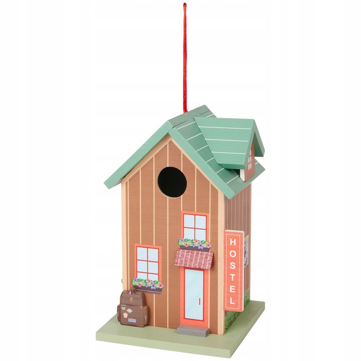 Къщичка за птици, Дърво, 23 см, Многоцветна