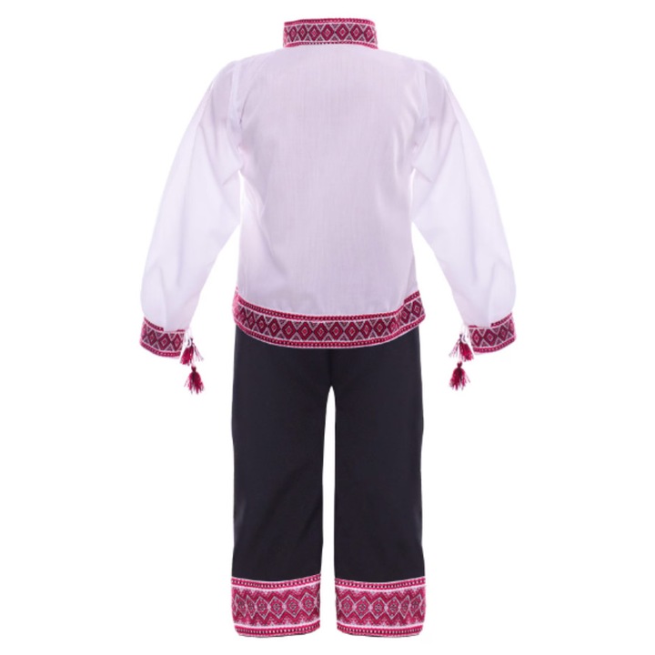 Costum popular baieti, 2 piese, bluza si pantalon negru, 2-3 ani