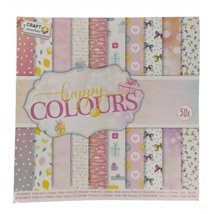 Set de 50 de foi cu modele, Craft Sensations, 15 x 15 cm, Multicolor
