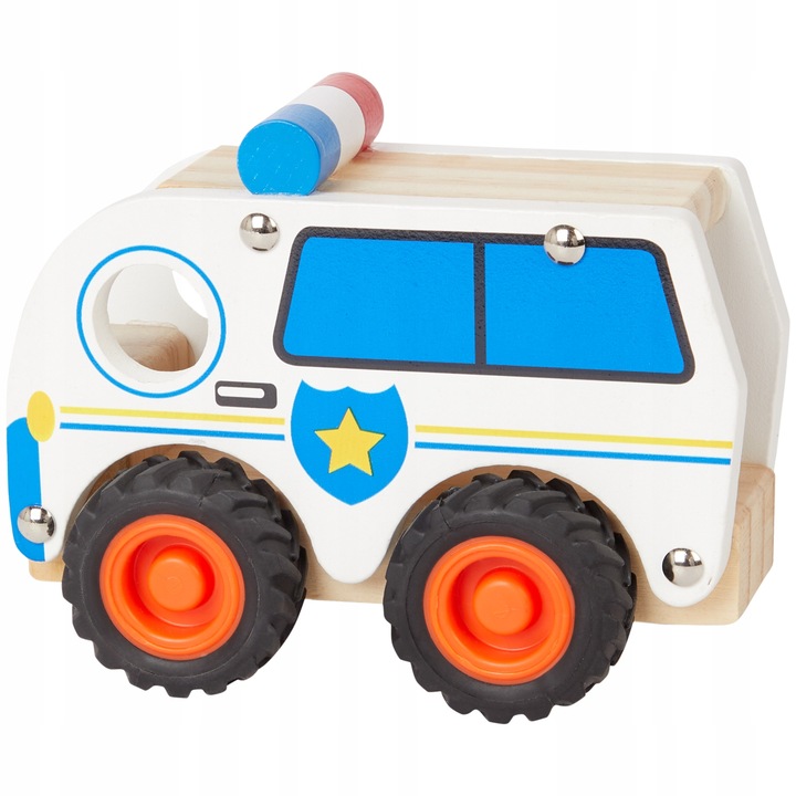 Masina politie, Mini Matters, Lemn, 10 x 7.5 x 12.5 cm, Multicolor