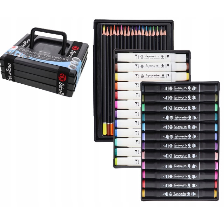 Set de 42 creioane si markere, Multicolor