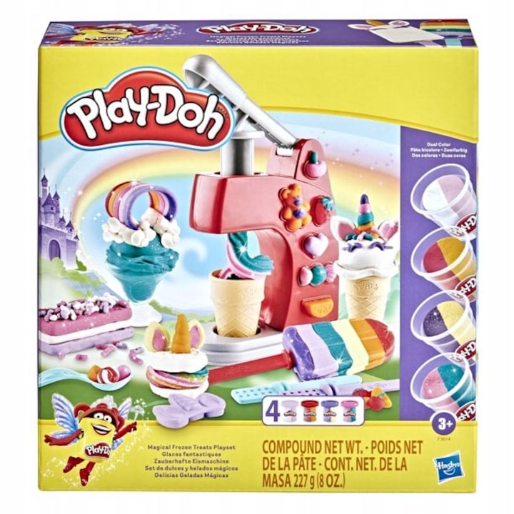 Set 4 cutii colorate de Play-Doh, Hasbro, Ice Cream Party, 3 ani+, Multicolor