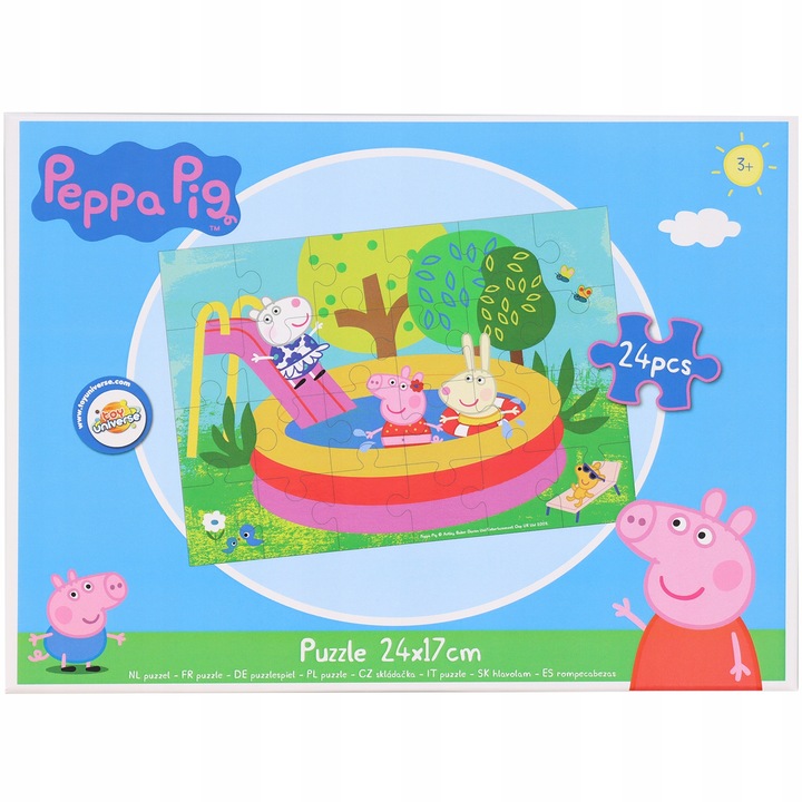 Пъзел Peppa Pig - Fun at the pool, Toy Universe, 24 x 17 cm, 24 части