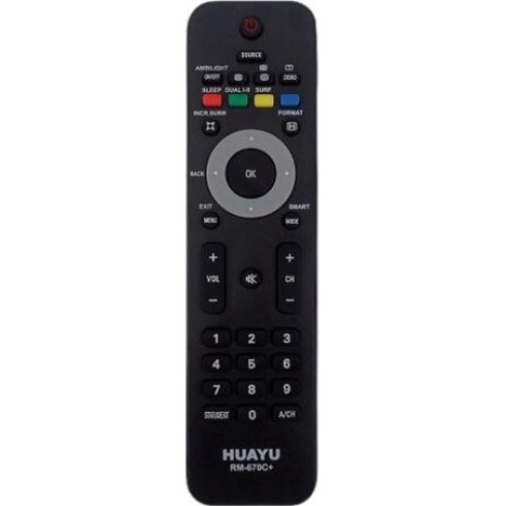 Telecomanda pentru TV Huayu Philips, Negru, RM-670C