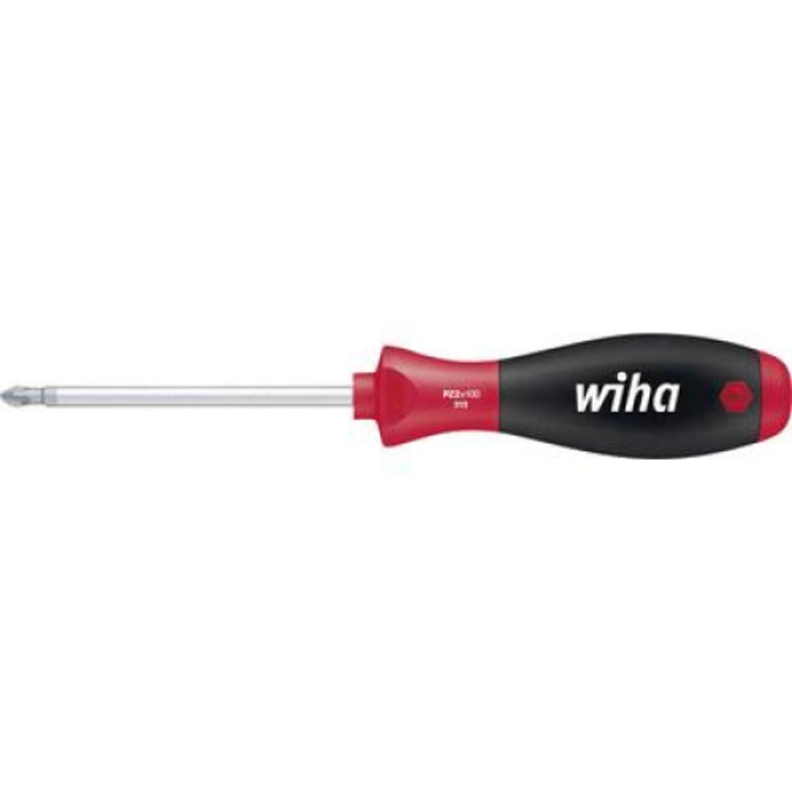 Отвертка Phillips PZ 0, Wiha, SoftFinish 00768, черно/червено