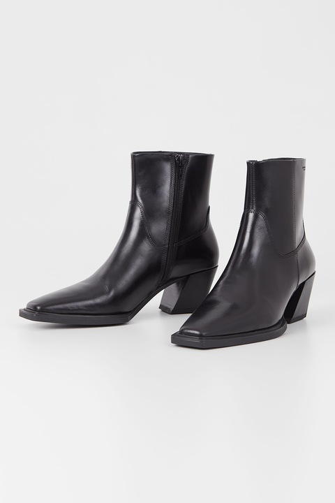 Vagabond Shoemakers, Botine de piele cu varf patrat, Negru