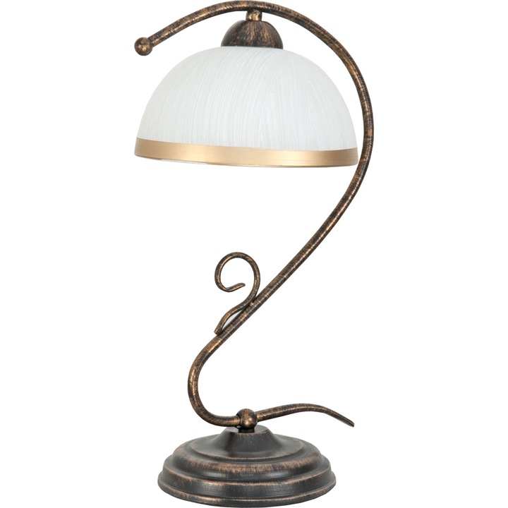 Lampa de birou neagra cu aur vechi, abajur alb RENOS 1-876