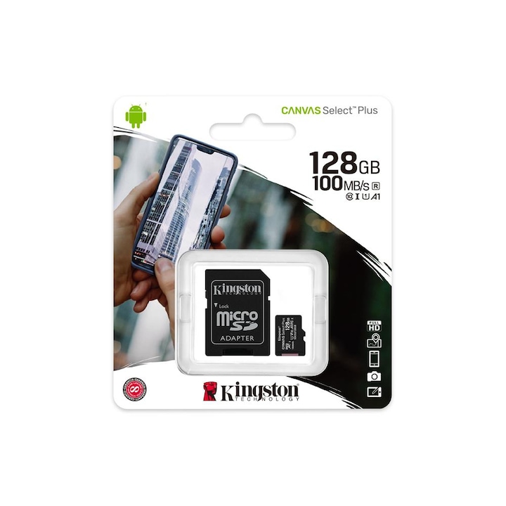 Комплект карта с памет 128GB, 100MB/s, Canvas Select Plus, включени адаптер и подложка за мишка, Elitech Electronics