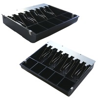 Tava de bani pentru sertar de bani, insertie de bani, suport pentru bancnote, organizator de bani, patru compartimente, incuietori cu arc, pentru cecuri, pentru sertar de birou, negru, HDWR HD-WS33