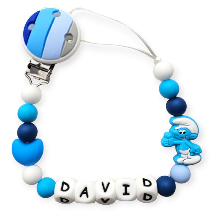 Lantisor pentru suzeta din silicon alimentar, Strumf