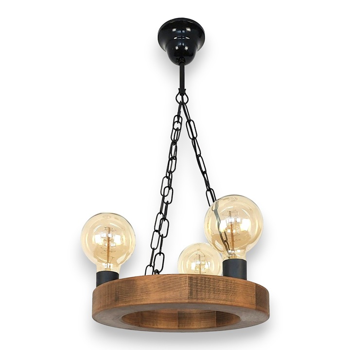 Lustra IOS 3xE27 lemn antic Omniaelectric