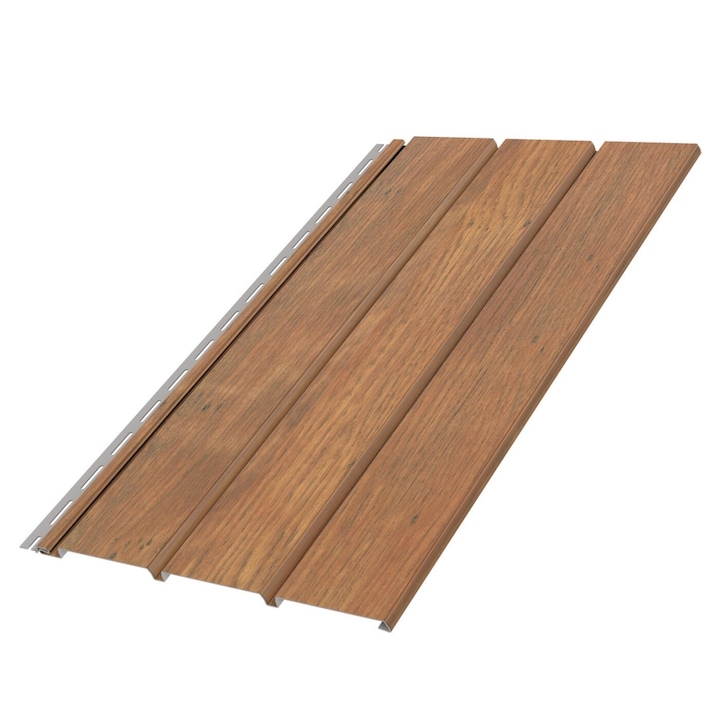 Placa pentru acoperis Bryza, PVC, Imitatie lemn Stejar Winchester, PVC, 3 m, Maro