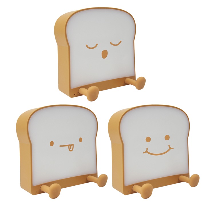 Комплект от 3 нощни лампи, LED, 110x115x38mm, Презареждащи се, Кафяв/Бял