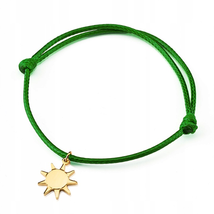 Bratara cu pandantiv soare dama Sisi, Betlewski, Textil/Inox, Verde/Auriu