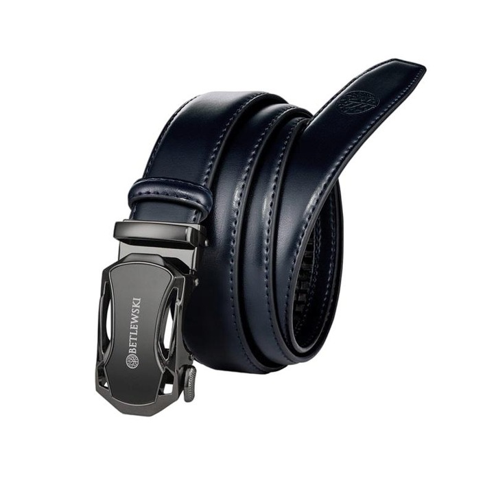 Curea din piele Betlewski, Catarama automata, Negru, ELITEdasfxzg, 120