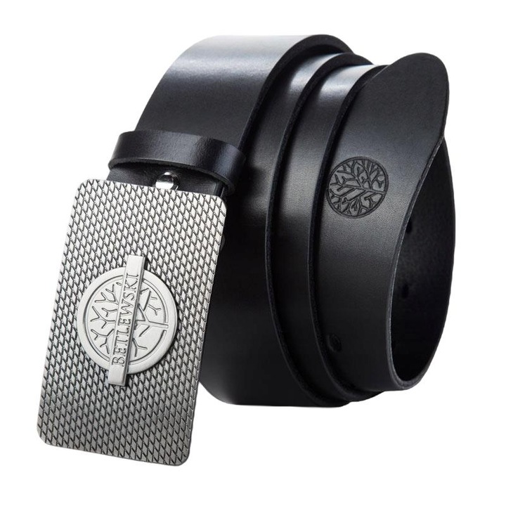 Curea cu catarama automata, Betlewski, LIC40-PK7, Piele naturala, Negru, Negru, 105