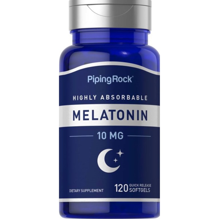 Piping Rock, Melatonin 10mg, regenerare, 120 softgels, Supliment alimentar