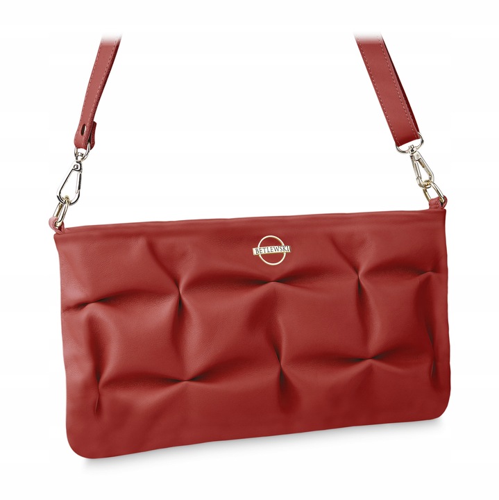 Női kézitáska, Lexy Betlewski, Természetes bőr, 33 x 20 x 5 cm, piros