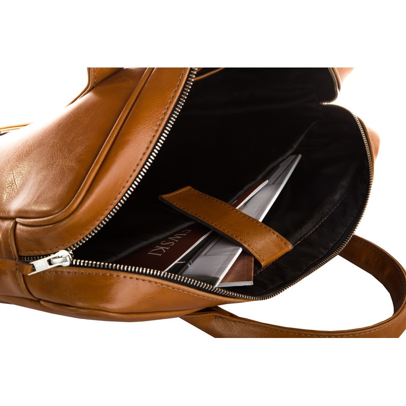 Geanta pentru laptop de 15.6", Betlewski, Luxe BTM-01, Piele naturala, Curea ajustabila, 39x28x6 cm, Maro deschis