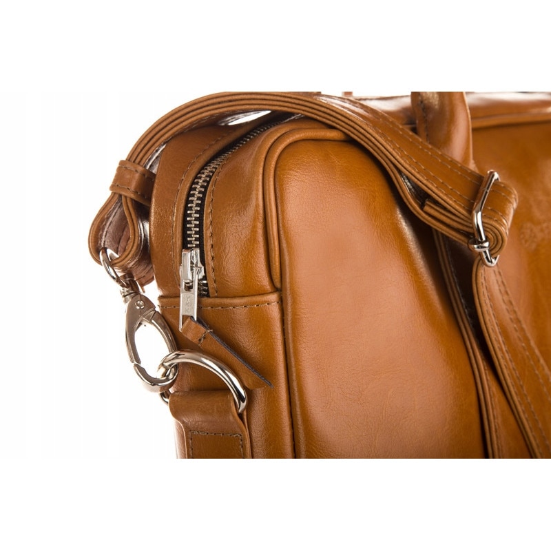 Geanta pentru laptop de 15.6", Betlewski, Luxe BTM-01, Piele naturala, Curea ajustabila, 39x28x6 cm, Maro deschis