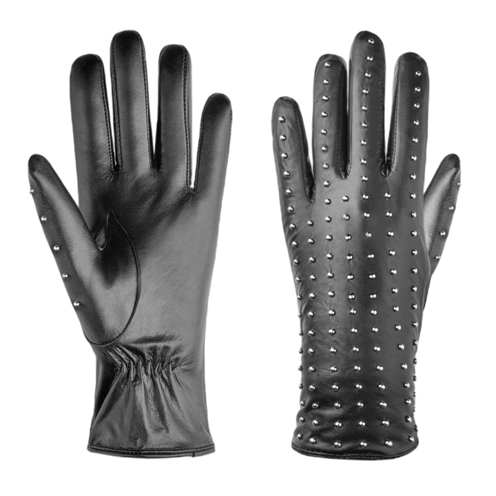 Manusi de dama, Betlewski, Glam Rock iTouch, Piele naturala, Negru, Negru