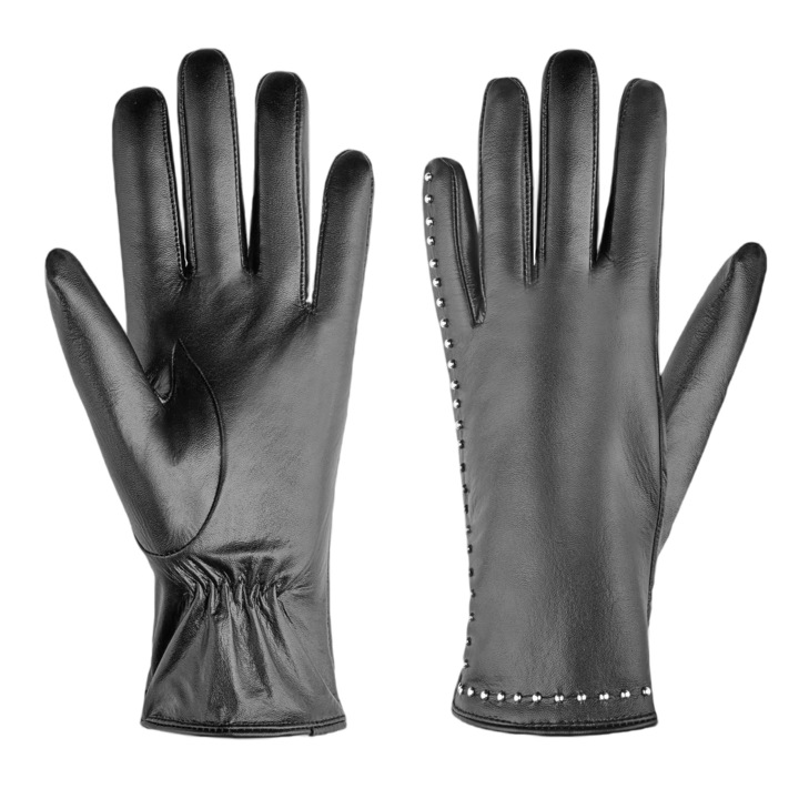 Manusi de dama, Betlewski, Glamour iTouch, Piele naturala, Negru, Negru