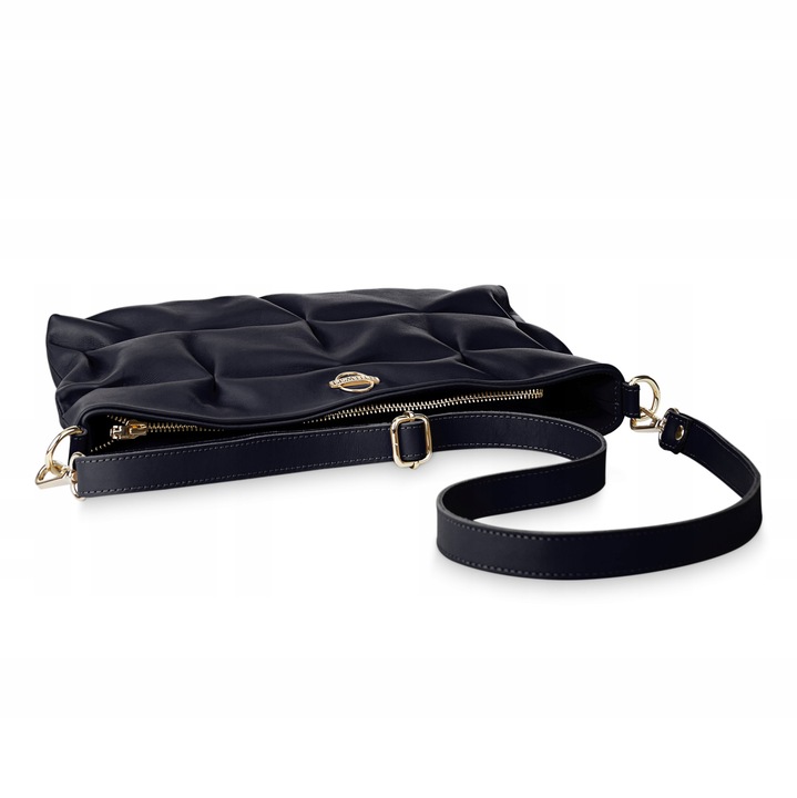 Női táska, Betlewski, Bőr, 33x20x5 cm, Sötétkék