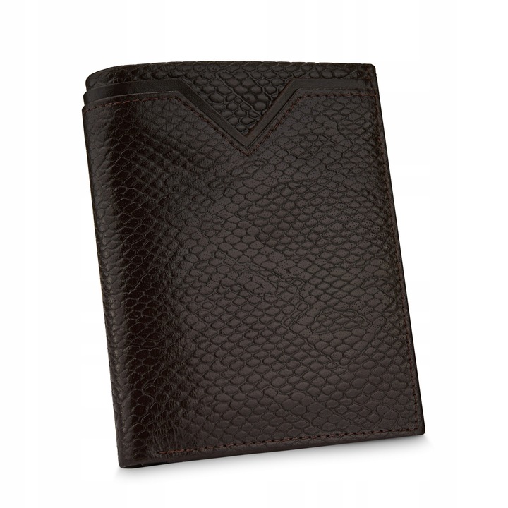 Portofel pentru barbati, Betlewski, Piele, 9.8x13x2.5 cm, Maro