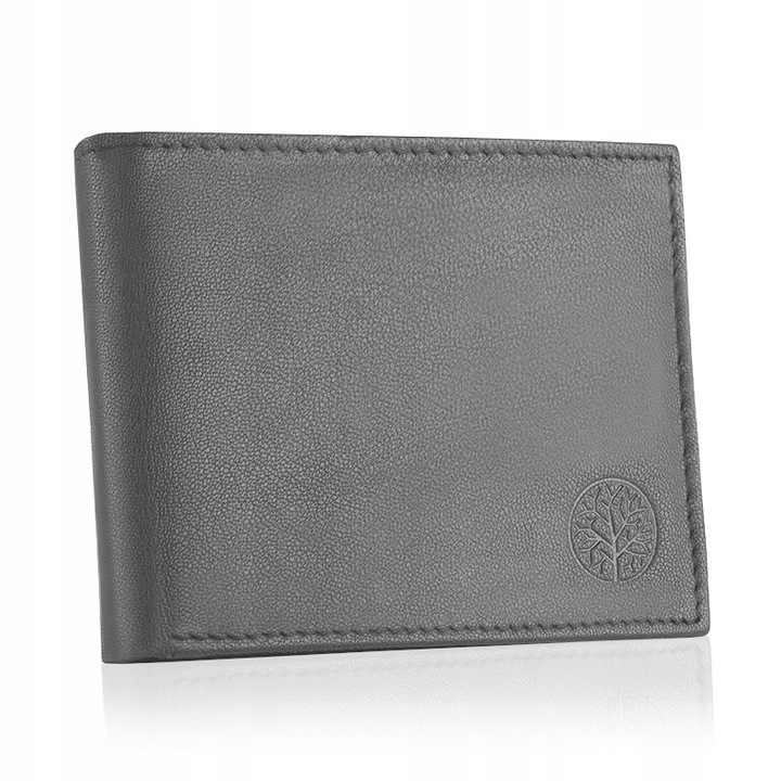 Portofel pentru barbati, Betlewski, Piele, 12x9.5x2 cm, Gri