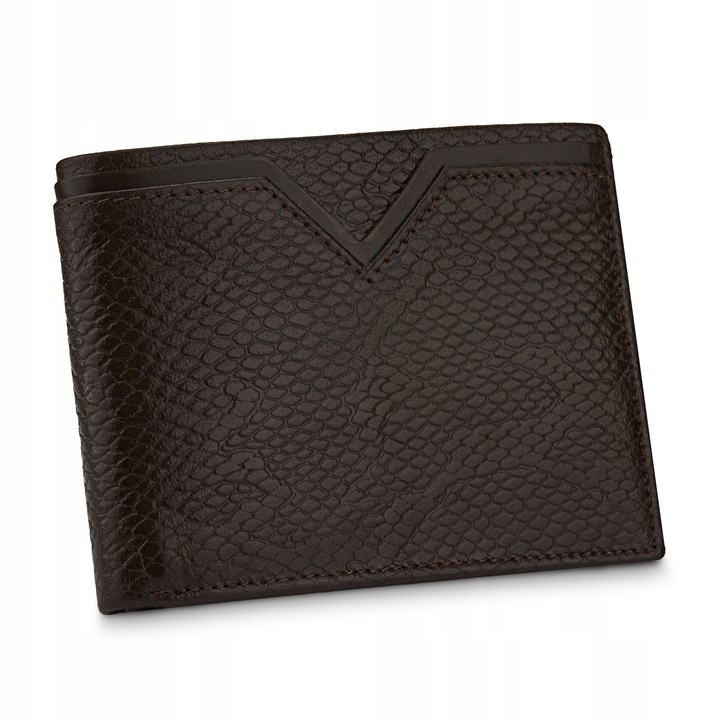 Portofel pentru barbati, Betlewski, Piele, 12x9x2.5 cm, Maro