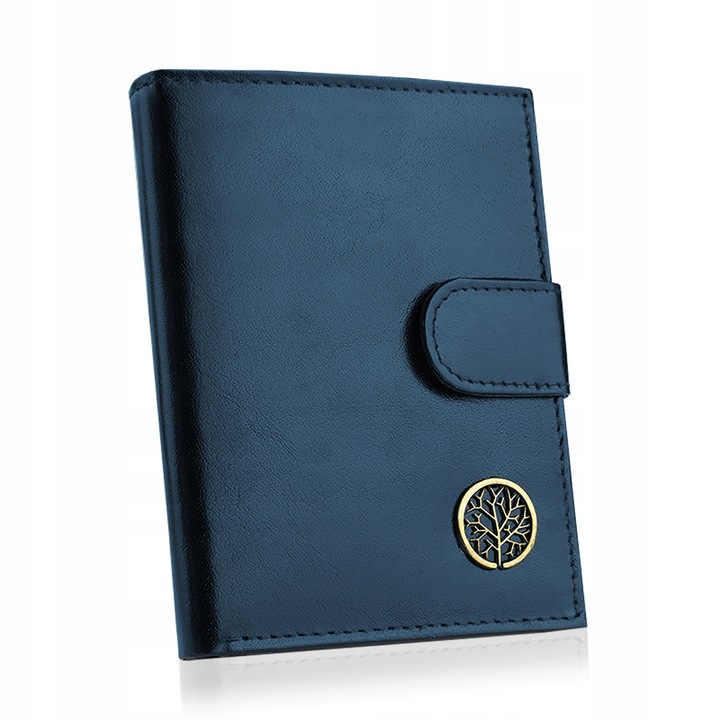 Portofel pentru barbati, Betlewski, Piele, 12.3x9.5x3 cm, Bleumarin