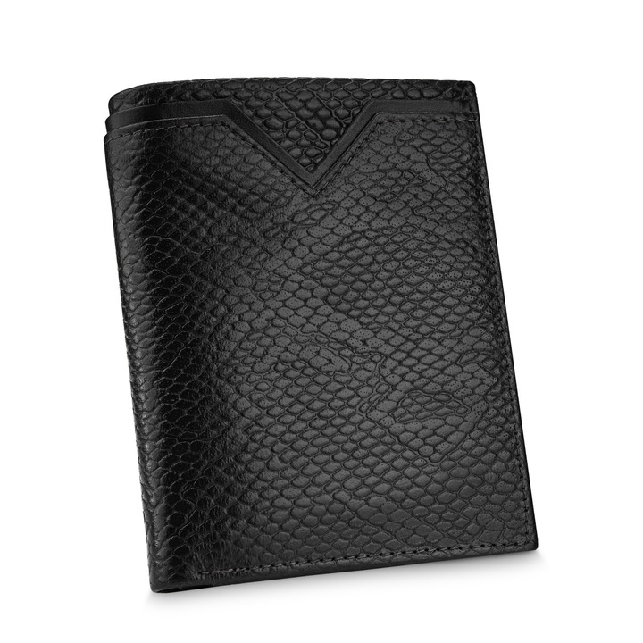 Portofel pentru barbati, Betlewski, Piele, 13x9.8x2.5 cm, Negru