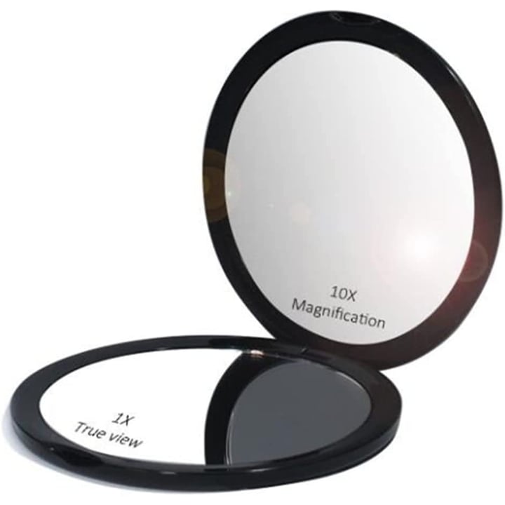 Oglinda de calatorie, Supertina, ABS/Sticla, Negru