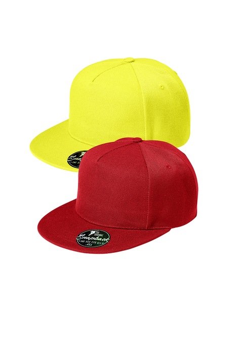 Set 2 sepci unisex Rap, 100% bumbac, marime universala, culori in set Albastru marin, Rosu/Galben lamaie, Universal