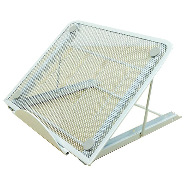 Suport pentru laptop, Metal, LED, Alb