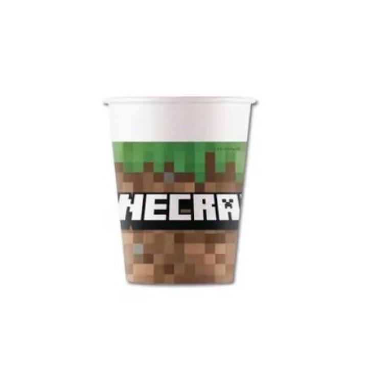 Set 8 pahare Minecraft, Procos, Hartie, 200 ml, Multicolor