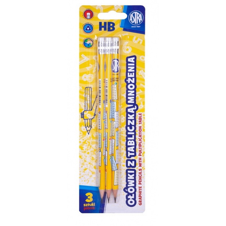 Set 3 creioane HB, Astra, Multicolor