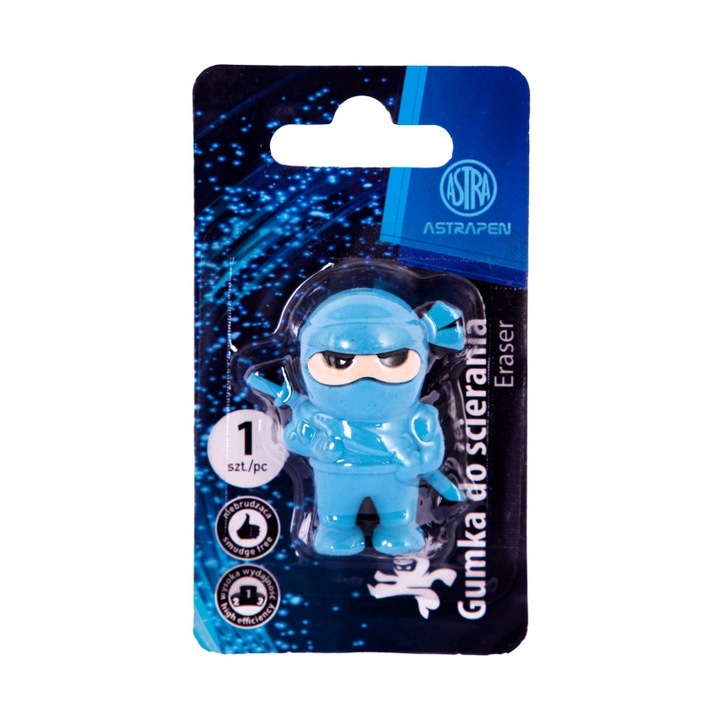 Radiera ASTRA Ninja, mix culori, 4,5cm, blister