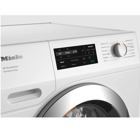 Masina de spalat rufe Miele WEG675 WCS, 9 kg, 1400 rpm, Clasa A, TwinDos, CapDosing, Miele@home, Alb