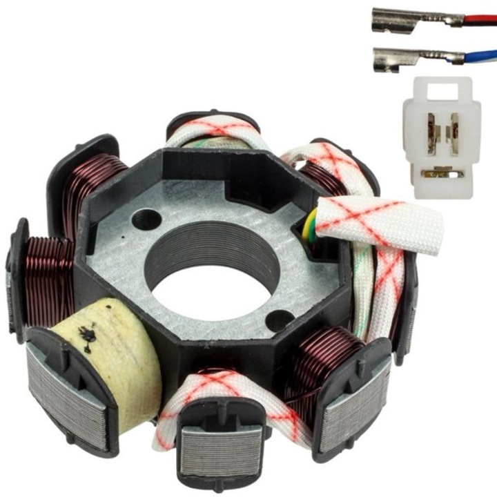 Állórész Magnetou robogó GY6 50cc-80cc, 8 tekercs, 5 vezeték, Miromoto®
